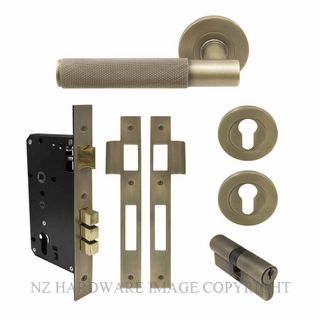 WINDSOR 8473 RB NIDO VERGE DIAMOND KNURL ROUND ROSE ENTRANCE SET K/K ROMAN BRASS