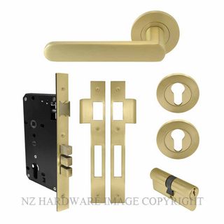 WINDSOR 8474 MSB NIDO MODELLA ROUND ROSE ENTRANCE SET K/K MATT SATIN BRASS