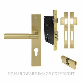 WINDSOR 8475 MSB NIDO LUMINA PLAIN LONG PLATE ENTRANCE SET K/K MATT SATIN BRASS