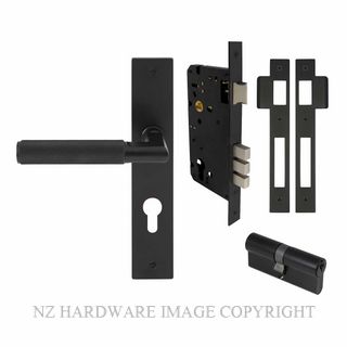WINDSOR 8476 BLK NIDO LUMINA DIAMOND KNURL LONG PLATE ENTRANCE SET K/K MATT BLACK