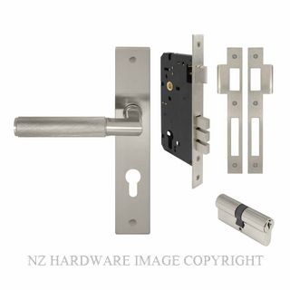 WINDSOR 8476 BN NIDO LUMINA DIAMOND KNURL LONG PLATE ENTRANCE SET K/K BRUSHED NICKEL