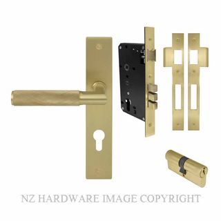 WINDSOR 8476 MSB NIDO LUMINA DIAMOND KNURL LONG PLATE ENTRANCE SET K/K MATT SATIN BRASS