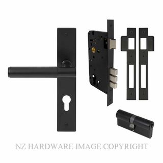 WINDSOR 8477 BLK NIDO VERGE PLAIN LONG PLATE ENTRANCE SET K/K MATT BLACK