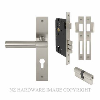 WINDSOR 8477 BN NIDO VERGE PLAIN LONG PLATE ENTRANCE SET K/K BRUSHED NICKEL