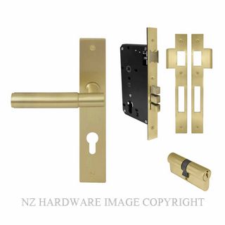 WINDSOR 8477 MSB NIDO VERGE PLAIN LONG PLATE ENTRANCE SET K/K MATT SATIN BRASS