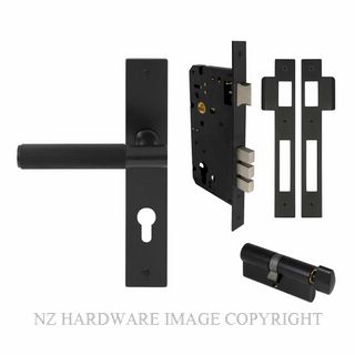 WINDSOR 8486 BLK NIDO VERGE LINEAR KNURL LONG PLATE ENTRANCE SET MATT BLACK