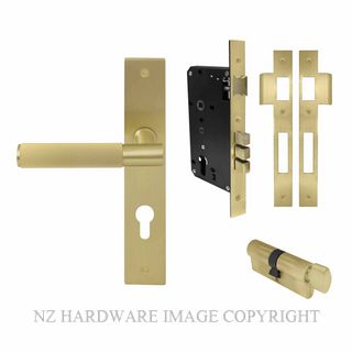 WINDSOR 8486 MSB NIDO VERGE LINEAR KNURL LONG PLATE ENTRANCE SET MATT SATIN BRASS