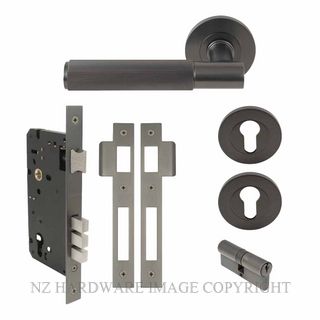 WINDSOR 8489 GN NIDO VERGE LINEAR KNURL ROUND ROSE ENTRANCE SET K/K GRAPHITE NICKEL