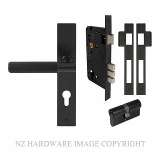 WINDSOR 8490 BLK NIDO VERGE LINEAR KNURL LONG PLATE ENTRANCE SET K/K MATT BLACK