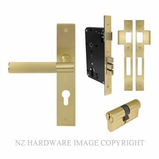 WINDSOR 8490 MSB NIDO VERGE LINEAR KNURL LONG PLATE ENTRANCE SET K/K MATT SATIN BRASS