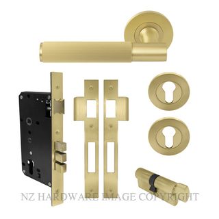 WINDSOR 8484 MSB NIDO VERGE LINEAR KNURL ROUND ROSE ENTRANCE SET MATT SATIN BRASS