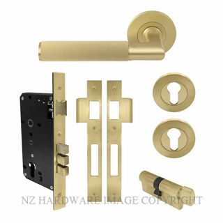 WINDSOR 8494 MSB NIDO LUMINA LINEAR KNURL ROUND ROSE ENTRANCE SET MATT SATIN BRASS