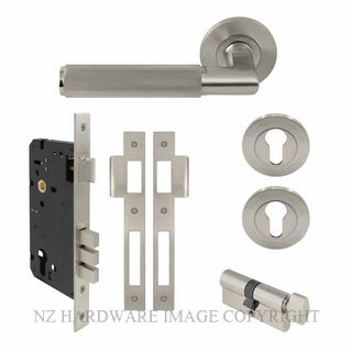 WINDSOR 8494 BN NIDO LUMINA LINEAR KNURL ROUND ROSE ENTRANCE SET BRUSHED NICKEL
