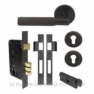 WINDSOR 8494 DRB NIDO LUMINA LINEAR KNURL ROUND ROSE ENTRANCE SET DARK ROMAN BRASS