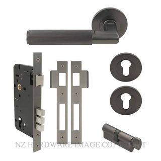 WINDSOR 8494 GN NIDO LUMINA LINEAR KNURL ROUND ROSE ENTRANCE SET GRAPHITE NICKEL