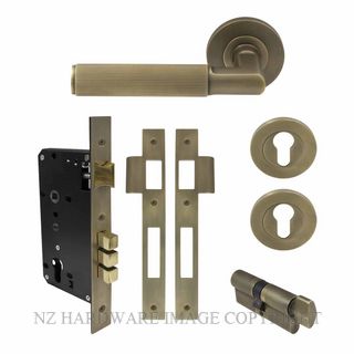 WINDSOR 8494 RB NIDO LUMINA LINEAR KNURL ROUND ROSE ENTRANCE SET ROMAN BRASS