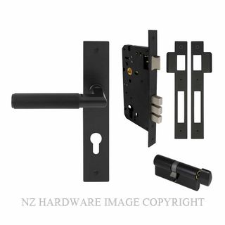 WINDSOR 8496 BLK NIDO LUMINA LINEAR KNURL LONG PLATE ENTRANCE SET MATT BLACK