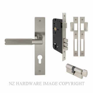 WINDSOR 8496 BN NIDO LUMINA LINEAR KNURL LONG PLATE ENTRANCE SET BRUSHED NICKEL