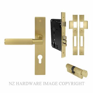 WINDSOR 8496 MSB NIDO LUMINA LINEAR KNURL LONG PLATE ENTRANCE SET MATT SATIN BRASS