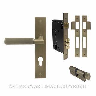 WINDSOR 8496 RB NIDO LUMINA LINEAR KNURL LONG PLATE ENTRANCE SET ROMAN BRASS