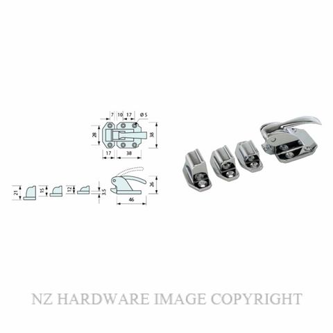 NZ HARDWARE CR002 COOLER LATCH CHROME PLATE