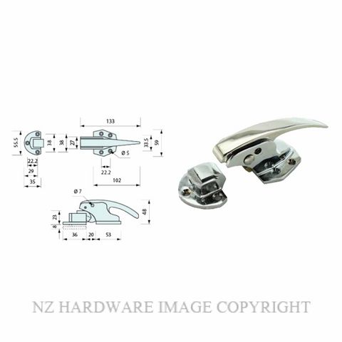 NZ HARDWARE CR004 COOLER LATCH CHROME PLATE