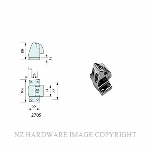 NZ HARDWARE CR007 COOLER LATCH STRIKE CHROME PLATE