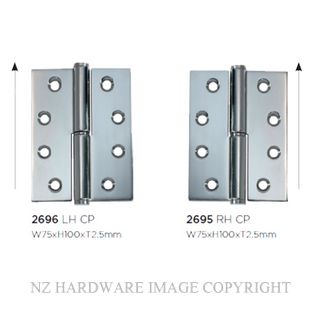 SDG 2696 CP HINGE LEFT HAND LIFT OFF 100X75MM CHROME PLATE