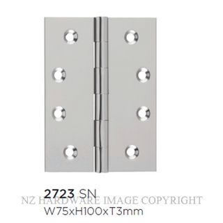 SDG 2723 SN HINGE FIXED PIN 100X75MM SATIN NICKEL