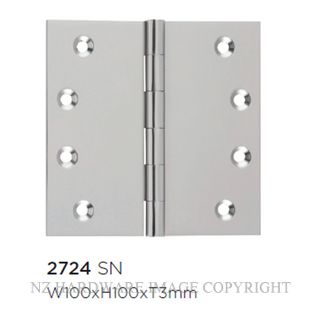 SDG 2724 SN HINGE FIXED PIN 100X100MM SATIN NICKEL