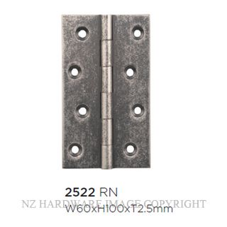 SDG 2522 RN HINGE FIXED PIN 100X60MM RUMBLED NICKEL