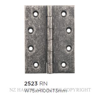 SDG 2523 RN HINGE FIXED PIN 100X75MM RUMBLED NICKEL