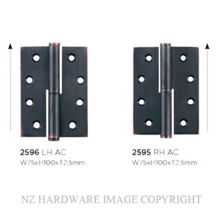 SDG 2596 AC HINGE LEFT HAND LIFT OFF 100X75MM ANTIQUE COPPER