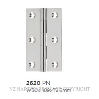 SDG 2620 PN HINGE FIXED PIN 89X50MM POLISHED NICKEL