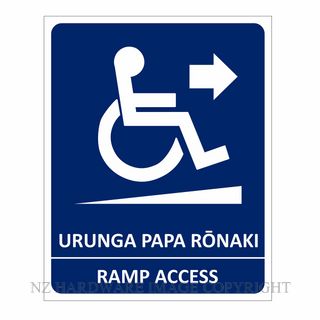 NZH  CYO-MRA/1 PVC SIGN RAMP ACCESS-URUNGA PAPA RONAKI BILINGUAL TE ROE MAORI SIGN PVC