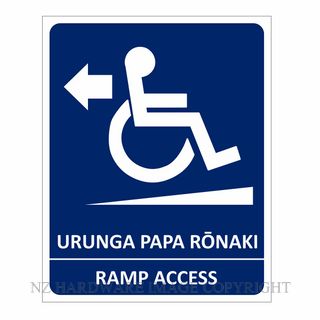 NZH  CYO-MRA/2 PVC SIGN RAMP ACCESS-URUNGA PAPA RONAKI BILINGUAL TE ROE MAORI SIGN PVC