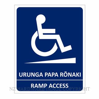 NZH  CYO-MRA PVC SIGN RAMP ACCESS-URUNGA PAPA RONAKI BILINGUAL TE ROE MAORI SIGN PVC