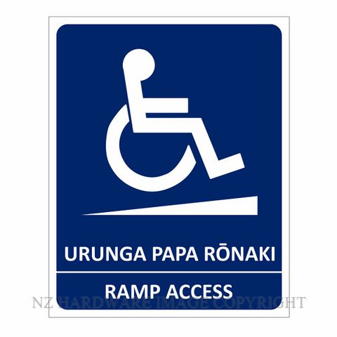 NZH  CYO-MRA PVC SIGN RAMP ACCESS-URUNGA PAPA RONAKI BILINGUAL TE ROE MAORI SIGN PVC