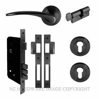 WINDSOR 7080 BLK ASTRON APOLLO RND ROSE ENTRANCE SET MATT BLACK