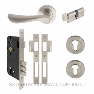 WINDSOR 7081 BN ASTRON - JUNO ROUND ROSE ENTRANCE SET BRUSHED NICKEL
