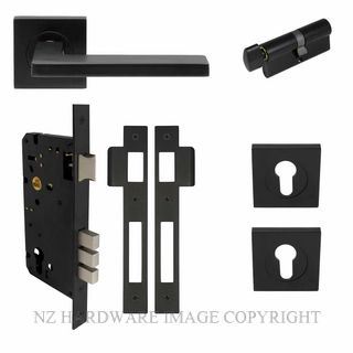 WINDSOR 7434 BLK ASTRON VECTOR ELITE SQUARE ROSE ENTRANCE SET MATT BLACK