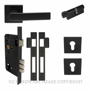 WINDSOR 7424 BLK ASTRON QUBE ELITE SQUARE ROSE ENTRANCE SET MATT BLACK