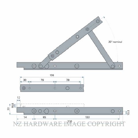 SCHLEGEL BP335B BRISTOL ALUMINIUM 335 TOP HUNG BLACK STAY