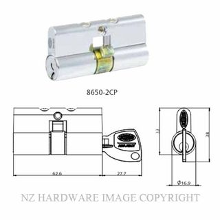 LOCKWOOD L8650-2CP DOUBLE KEY CYLINDER CHOME PLATE