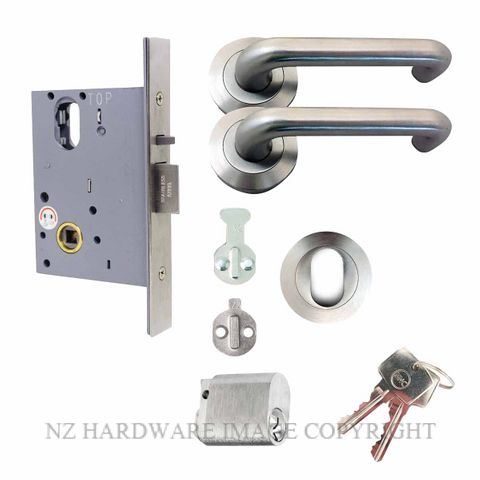 MILES NELSON CLASSROOM-STOREROOM LOCK 90 LEVER ON ROSE SATIN CHROME