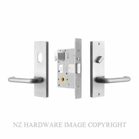 MILES NELSON ENTRANCE LOCK 90 LEVER ON PLATE SATIN CHROME