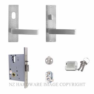 MILES NELSON ENTRANCE LOCK 87 LEVER ON PLATE SATIN CHROME