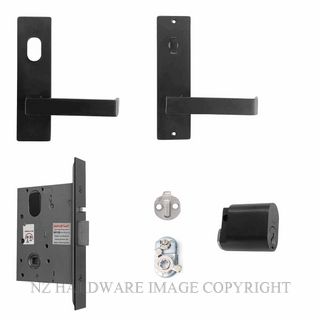 MILES NELSON MNCKITEL/87BLK ENTRANCE LOCK KIT 87 LEVER ON PLATE BLACK