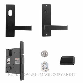 MILES NELSON MNCKITEL-EXTC/87BLK ENTRANCE LOCK KIT 87 LEVER ON PLATE BLACK