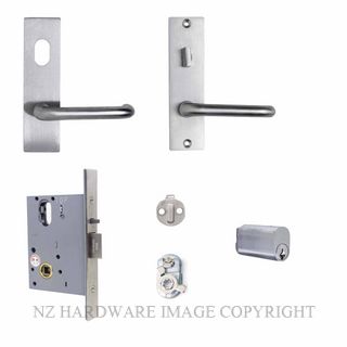 MILES NELSON MNCKITEL-EXTC ENTRANCE LOCK KIT 90 LEVER ON PLATE SATIN CHROME